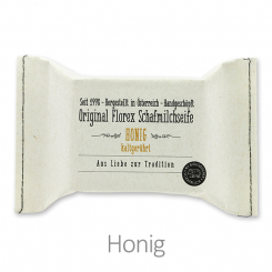 Cold-stirred sheep milk soap 150g, packed in a stitched paper bag, Honey 