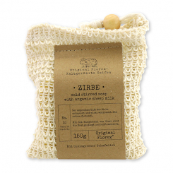 Cold-stirred sheep milk soap 150g "pure soaps" packed in a soap holder, Swiss pine 