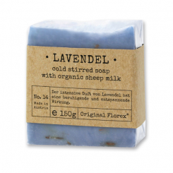 Cold-stirred sheepmilk soap 150g packed in cello "Pure Soaps", Lavender 