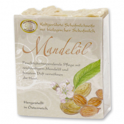 Kaltgerührte Schafmilchseife 150g klassisch verpackt, Mandelöl 