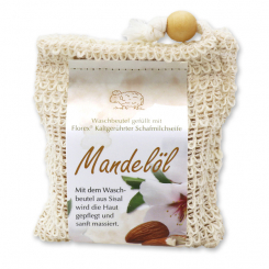 Cold-stirred sheep milk soap 150g modern packed in a soap holder, Almond oil 