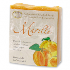 Cold-stirred sheepmilk soap 150g with classic labelling, apricot 