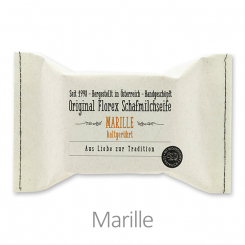 Kaltgerührte Seife 150g im genähten Papierbeutel, Marille 