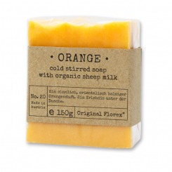 Cold-stirred sheepmilk soap 150g packed in cello "Pure Soaps", Orange 