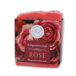 Schafmilchseife kaltgerührt 150g "Goldene Momente", Rose mit Blüten 