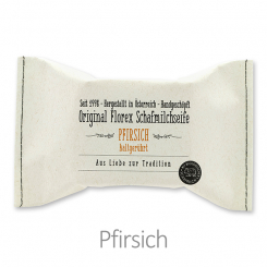 Kaltgerührte Seife 150g im genähten Papierbeutel, Pfirsich 