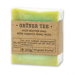 Cold-stirred sheepmilk soap 150g packed in cello "Pure Soaps", Green tea 