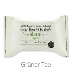 Kaltgerührte Seife 150g im genähten Papierbeutel, Grüner Tee 