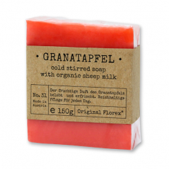 Cold-stirred sheepmilk soap 150g packed in cello "Pure Soaps", Pomegranate 