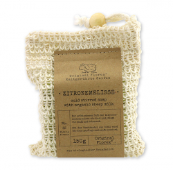 Cold-stirred sheep milk soap 150g "pure soaps" packed in a soap holder, lemon balm 