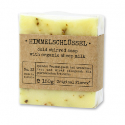 Cold-stirred sheepmilk soap 150g packed in cello "Pure Soaps", Cowslip 