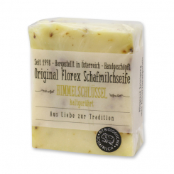 Kaltgerührte Schafmilchseife 150g mit transparenter Schleife in Cello, Himmelschlüssel 