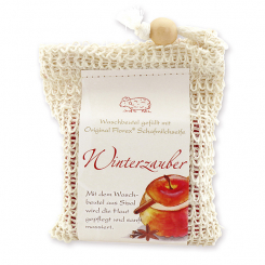 Cold-stirred sheep milk soap 150g classic packed in a soap holder, Winter magic 