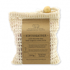 Cold-stirred sheep milk soap 150g "pure soaps" packed in a soap holder, Winter Magic 