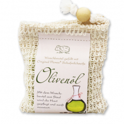 Kaltgerührte Schafmilchseife 150g klassisch im Waschbeutel, Olivenöl 