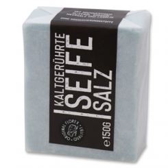 Cold-stirred soap 100g "Black Edition" white, Salt blue 