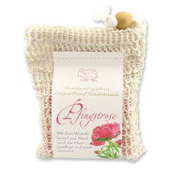 Kaltgerührte Schafmilchseife 150g klassisch im Waschbeutel, Pfingstrose 