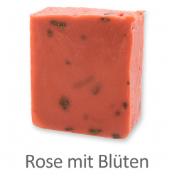Kaltgerührte Schafmilchseife 150g, Rose mit Blüten 