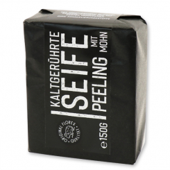 Cold-stirred soap 100g "Black Edition" black, Peeling with poppy 