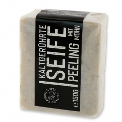 Cold-stirred soap 100g "Black Edition" white, Peeling with poppy 
