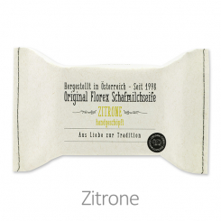 Kaltgerührte Seife 150g im genähten Papierbeutel, Zitrone 