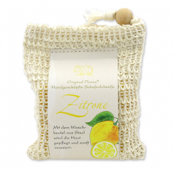 Handgeschöpfte Schafmilchseife 150g klassisch im Waschbeutel, Zitrone 
