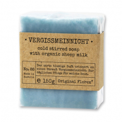 Cold-stirred sheepmilk soap 150g packed in cello "Pure Soaps", Forget-me-not 