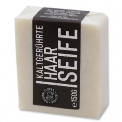 Kaltgerührte Spezialseife 150g "Black Edition" weiß verpackt, Haarseife 