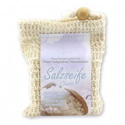 Kaltgerührte Spezialseife 150g modern im Waschbeutel, Salzseife Classic 