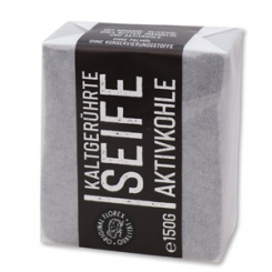 Cold-stirred soap 100g "Black Edition" white, Activated charcoal 