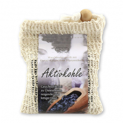 Special cold-stirred soap 150g modern packed in a soap holder, Activated charcoal 