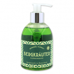 Flüssigseife 250ml im Spender, "Handmade Paper" Bergkräuter 