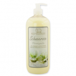 Flüssigseife mit biologischer Schafmilch Nachfüller 1l in der Flasche mit Spender, Schneerose 