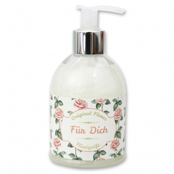 Liquid sheep milk soap 250ml in a dispenser "Für Dich", Christmas rose white 