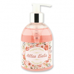 Liquid sheep milk soap 250ml in a dispenser "Alles Liebe", Wild rose 