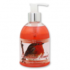 Liquid sheep milk soap 250ml in a dispenser "Ein schöner Moment", Pomegranate 