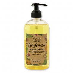 Real liquid plant oil soap with sheep milk 500ml "feel-good time", Mountain herbs 