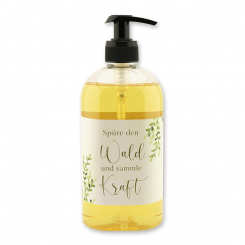 Liquid plant oil soap with sheep milk 500ml in a dispenser "Spüre den Wald...", Verbena 