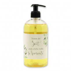Liquid plant oil soap with sheep milk 500ml in a dispenser "Nimm dir Zeit...", Classic 
