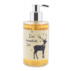 Liquid sheep milk soap 250ml in a dispenser with label "Colorful Holidays motif 1", Swiss pine 