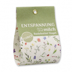 Badebutter-Kugel mit Schafmilch 50g in Tasche "Entspannung", Lemongras 