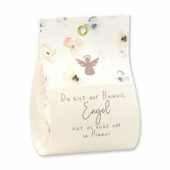 Bath butter ball with sheep milk 50g in a bag "Du bist der Beweis,...", Orange/Almond 