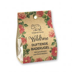 Bath butter ball with sheep milk 50g in bag "feel-good time", Wild rose 