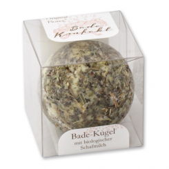 Badebutter-Kugel mit Schafmilch 50g in Cellobox, Eisenkraut 