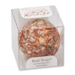 Bath butter ball with sheep milk 50g in box, Safflower/Pomegranate 