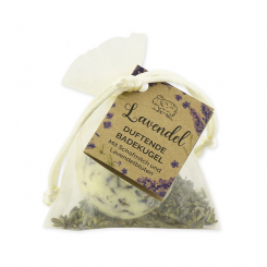 Badebutter-Kugel mit Schafmilch 50g im Organzasackerl "Wohlfühlzeit", Lavendel 