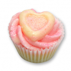 Badebutter-Cupcake mit Schafmilch 45g, Rosa Herz/Jasmin 