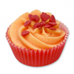 XL Bath butter cupcake with sheep milk 90g, Red Sugar Hearts/Rose 