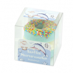 Bath butter donut with sheep milk 60g in a box "Sanftes Meeresrauschen", Cloud breeze 
