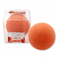 Badekugel mit Schafmilch 125g in Cellobox, Erdbeere 